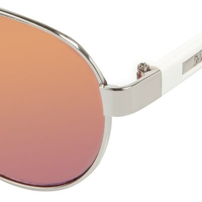 Girls silver tone aviator-style sunglasses